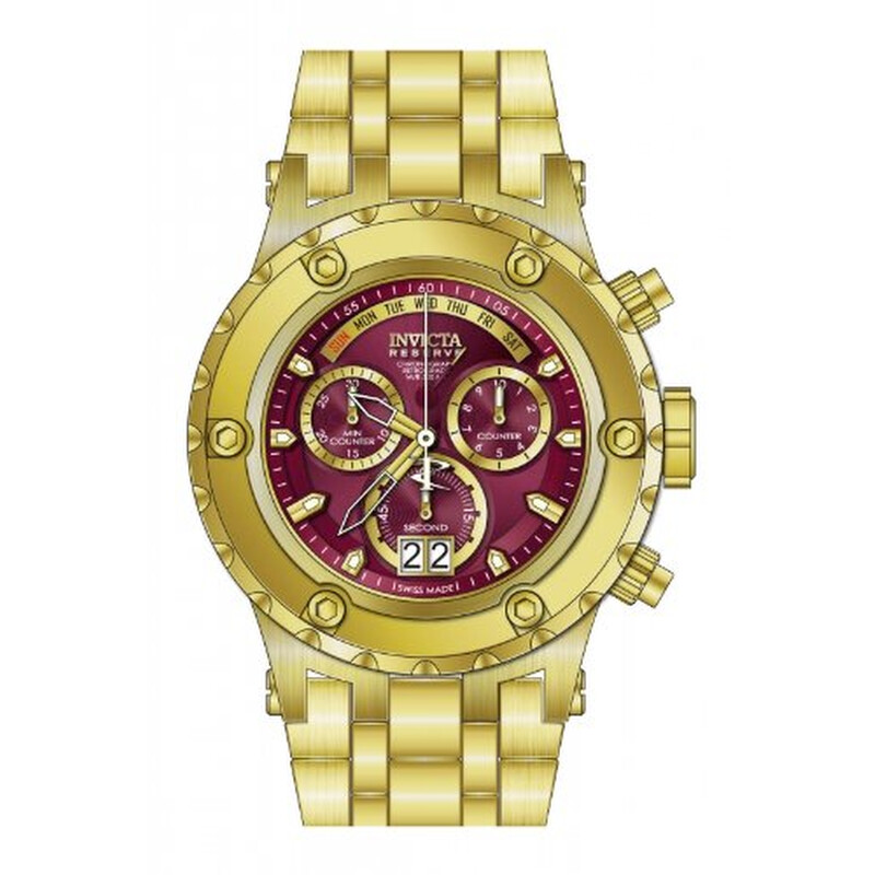 Invicta Subaqua Chronograph Red Dial Gold-plated Men's Wartch 80490 ...