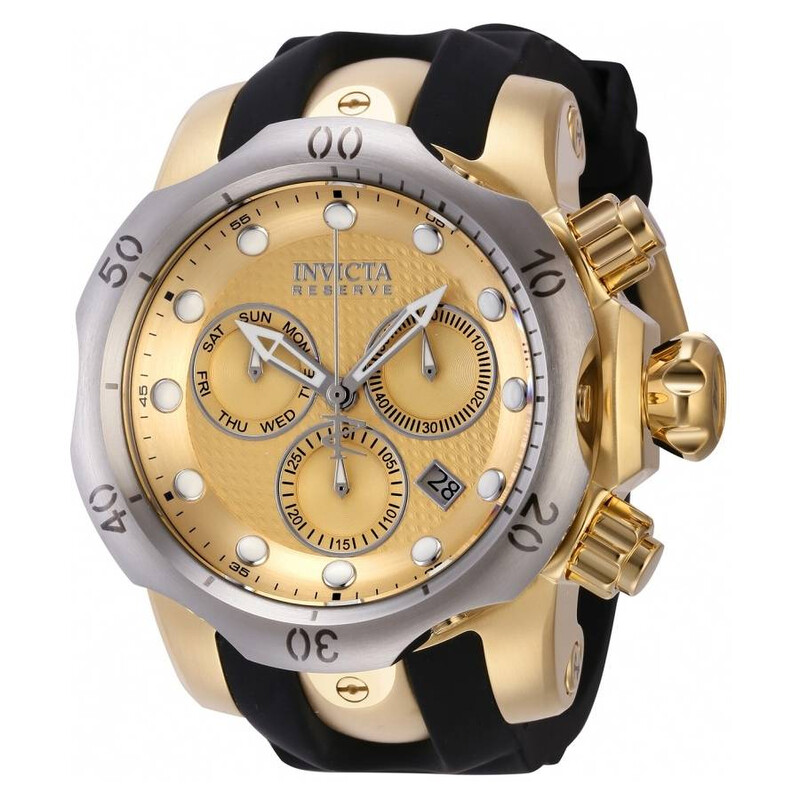 Invicta Venom Champagne Dial Black Polyurethane Gold Ion-plated