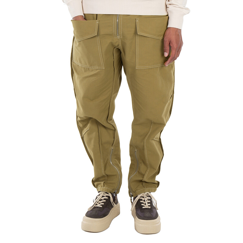 Isabel Marant Men's Khaki Tilseno Cotton Carrot Pants, Size X