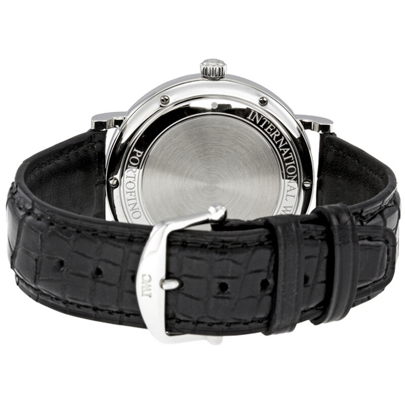 IWC Portofino Automatic Black Dial Black Leather Men's Watch 3565