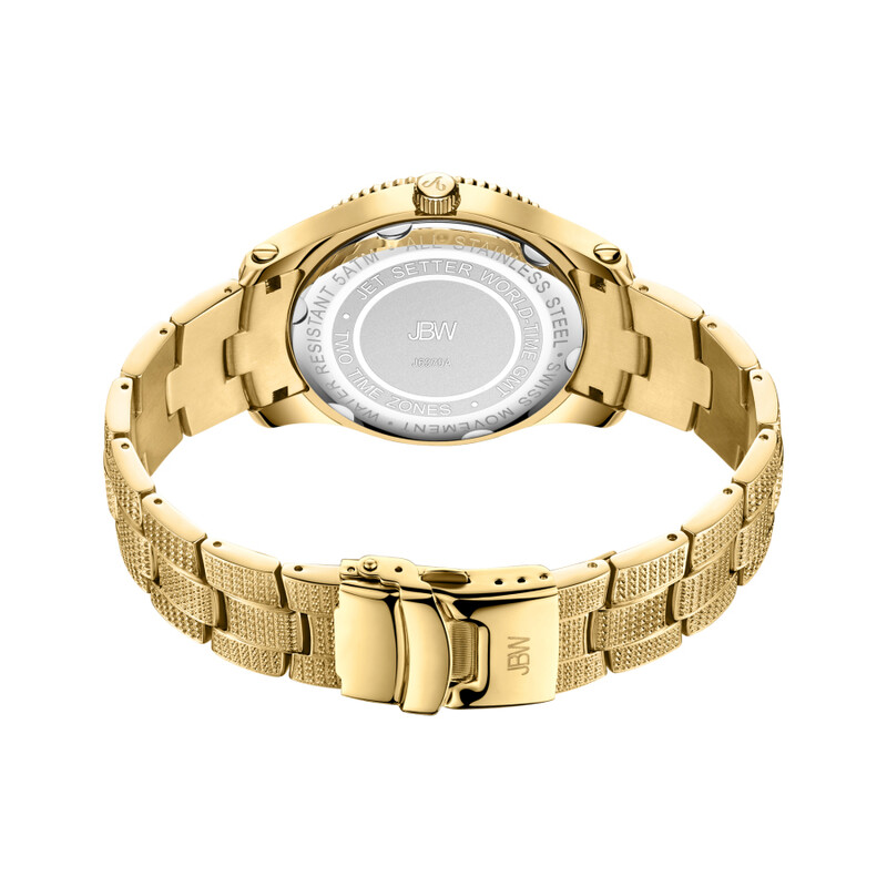 JBW Jet Setter GMT Quartz Diamond Gold Dial Men's Watch J6370A