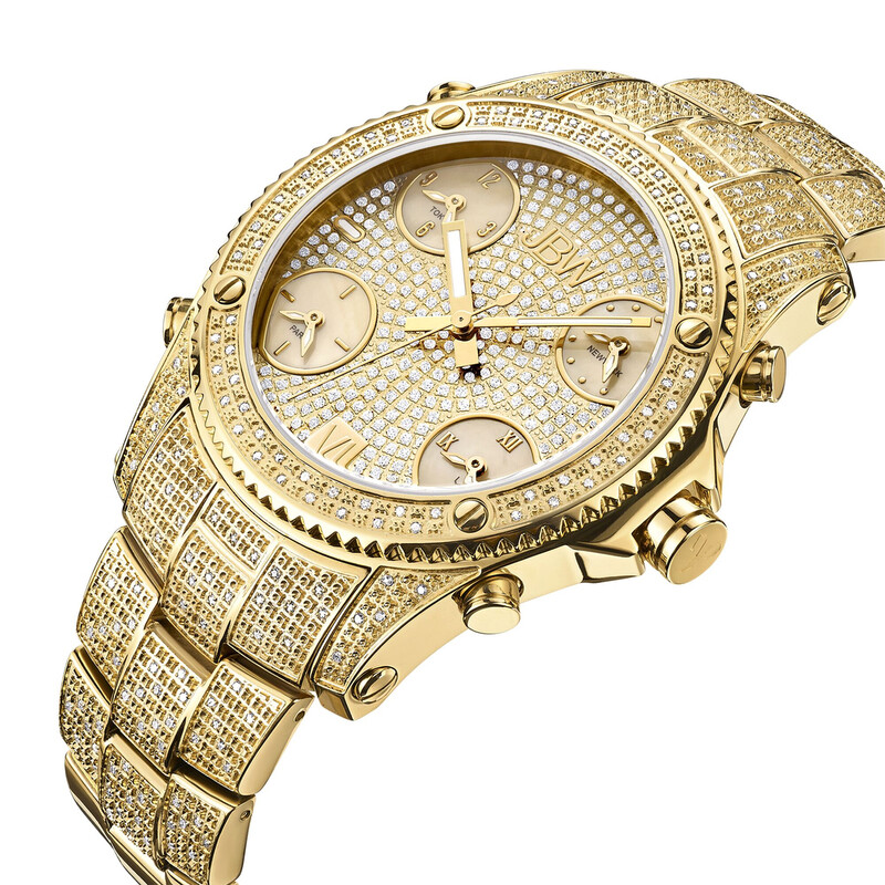 JBW Jet Setter Gold-tone Multiple Time-Zone Diamond Men's Watch JB