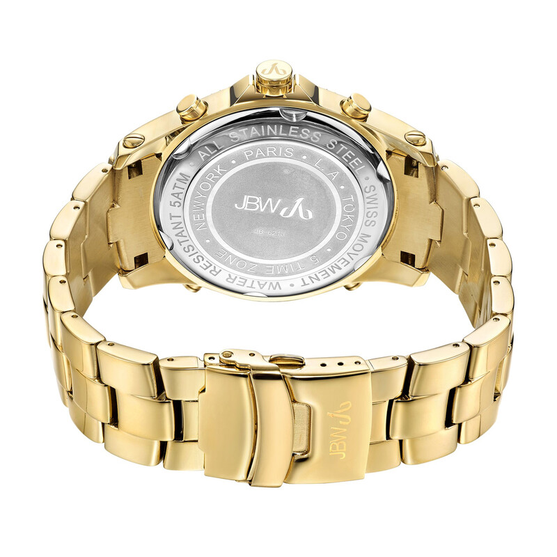 JBW Jet Setter Gold-tone Multiple Time-Zone Diamond Men's Watch JB