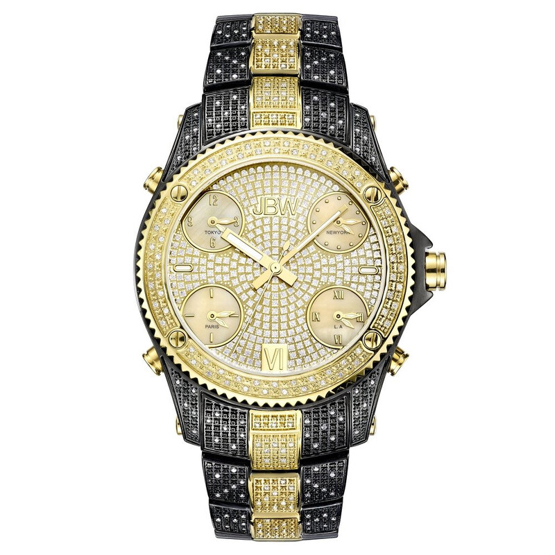JBW Jet Setter Champagne Crystal Pave Dial Men's Watch JB-6213-D