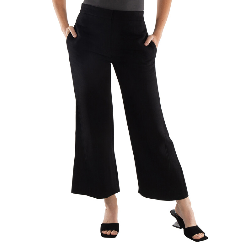 Jil Sander Ladies Black Cropped Wide-Leg Trousers, Brand Size 34