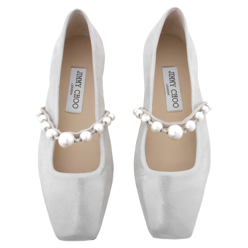 Jimmy Choo Ade Pearl Embellished Flats, Brand Size 34 ( US Size 4