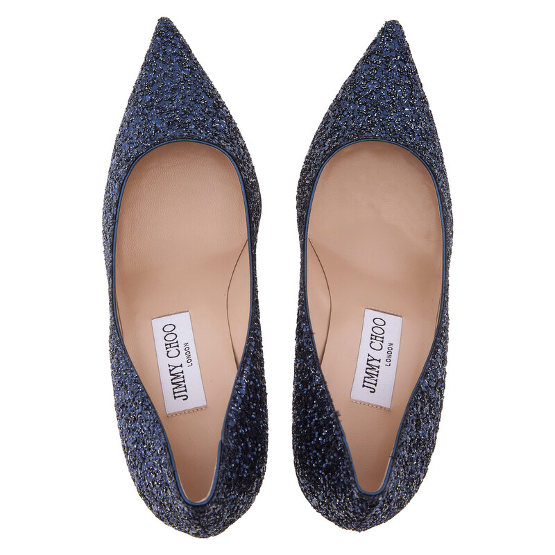 Jimmy Choo Agnes 85 Crackly Glitter Fabric Pumps, Brand Size 36