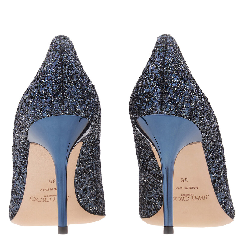 Jimmy Choo Agnes 85 Crackly Glitter Fabric Pumps, Brand Size 36
