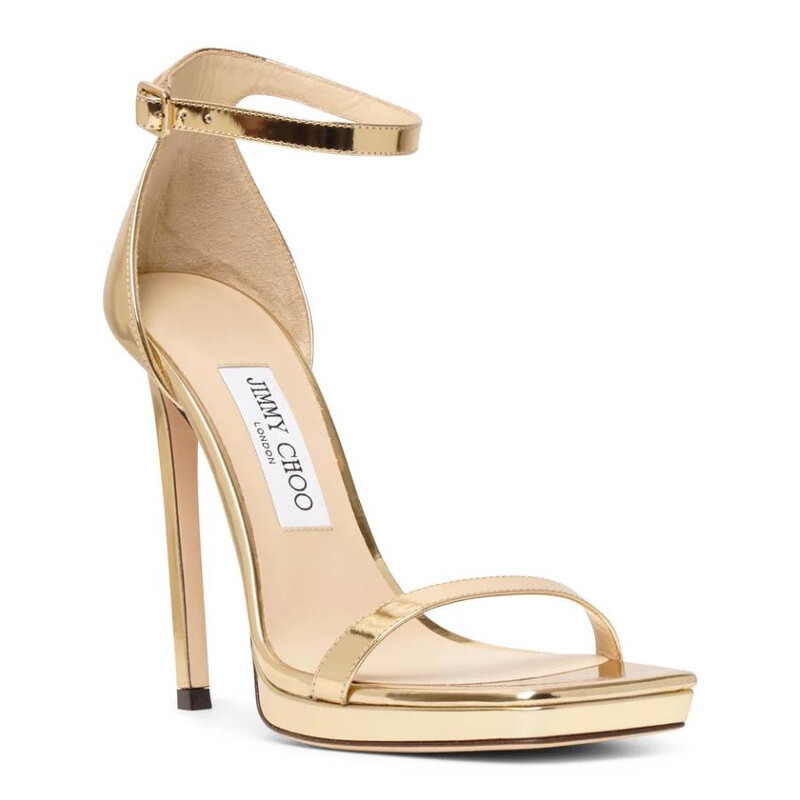 Jimmy Choo Alva 120 Metallic Gold Platform Sandals, Brand Size