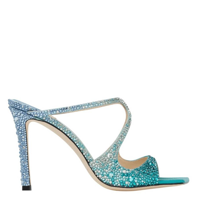 Jimmy Choo Anise 95 Crystal-Embellished Mules, Brand Size 37 ( US