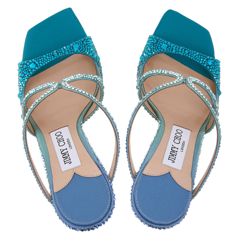 Jimmy Choo Anise 95 Crystal-Embellished Mules, Brand Size 37 ( US