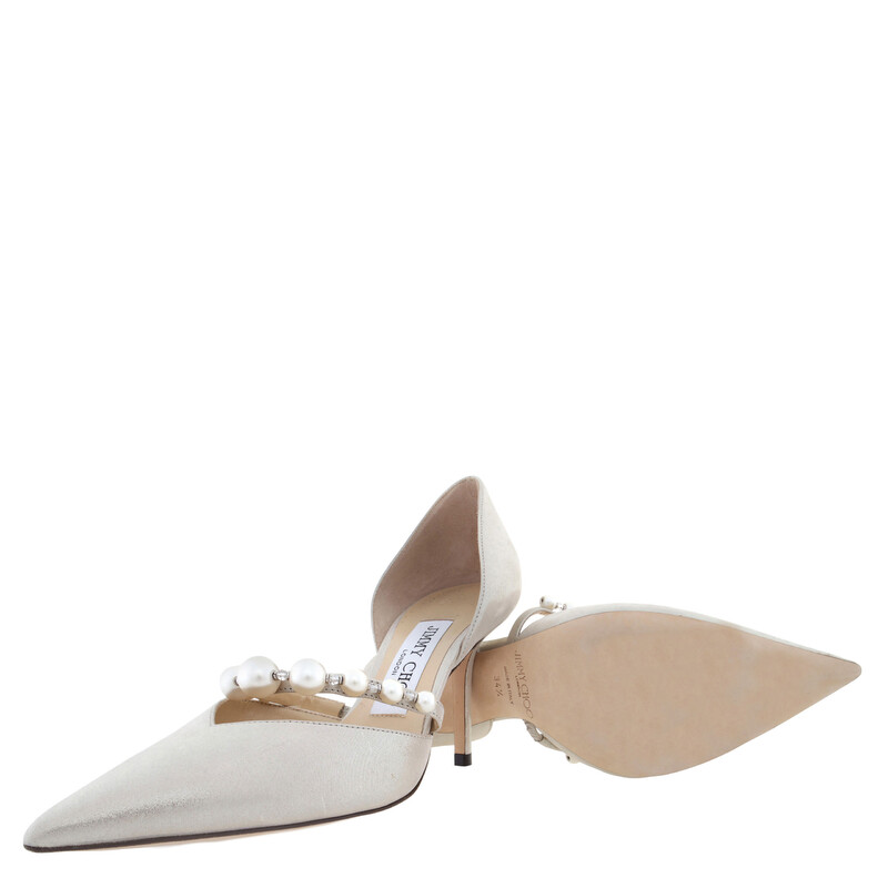 Jimmy Choo Aurelie 85 Pointed Pumps With Pearl Embellishment