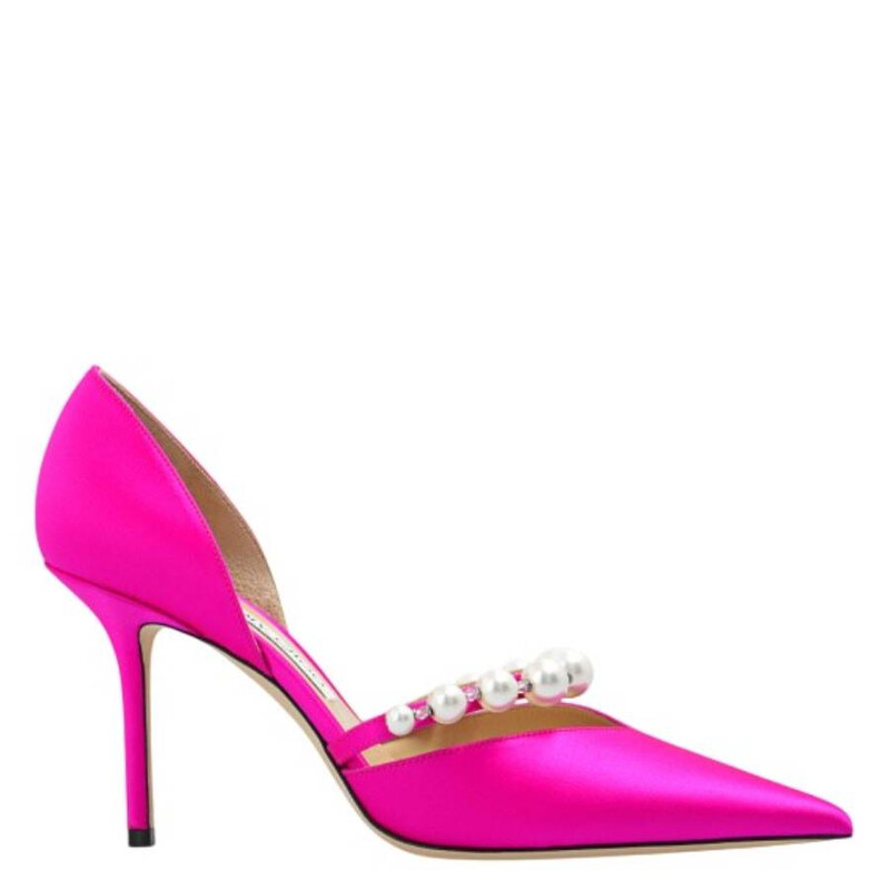 Jimmy Choo Aurelie 85 Satin Pearl Pumps, Brand Size 34.5 ( US Size