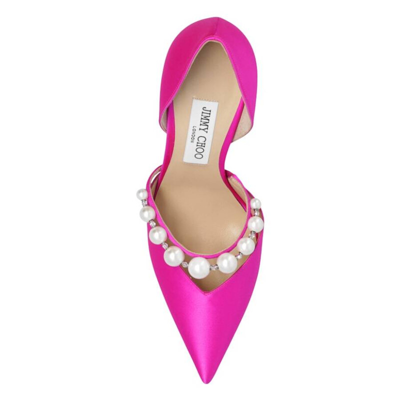 Jimmy Choo Aurelie 85 Satin Pearl Pumps, Brand Size 34.5 ( US Size