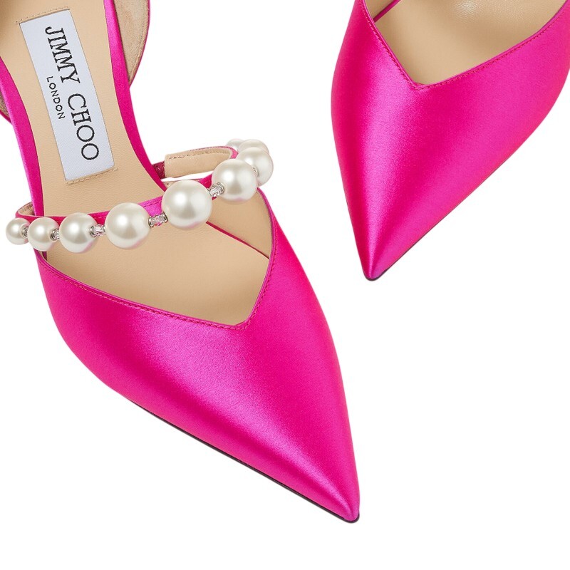 Jimmy Choo Aurelie 85 Satin Pearl Pumps, Brand Size 34.5 ( US Size