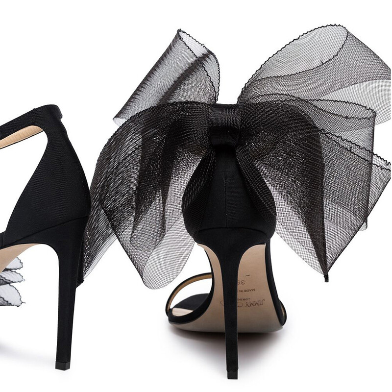 Jimmy Choo Aveline Asymmetric Bow Deatil Sandals, Brand Size 34.5
