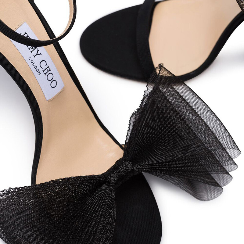 Jimmy Choo Aveline Asymmetric Bow Deatil Sandals, Brand Size 34.5