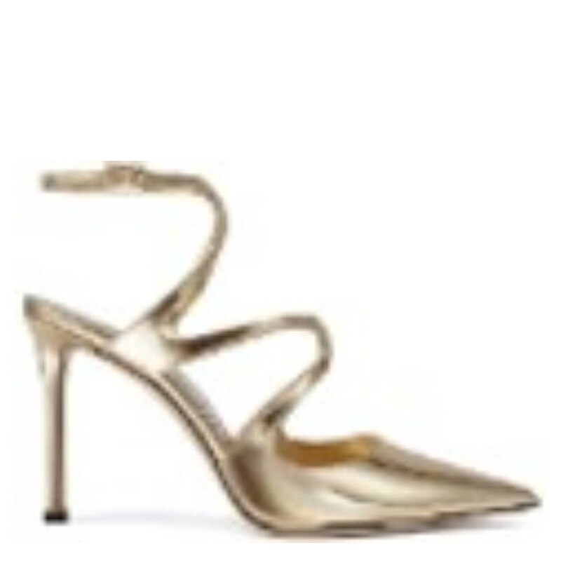 Jimmy Choo Azia 75 Gold Leather Pumps, Brand Size 34.5 ( US Size