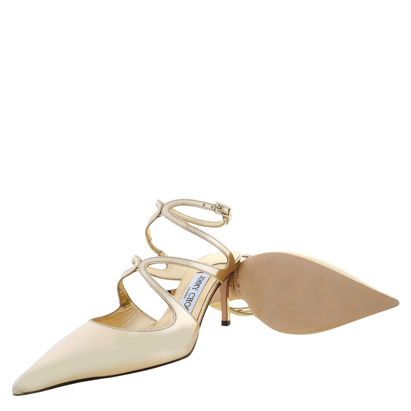 アニョハセヨ Jimmy Choo Azia 75 Gold Leather Pumps, Brand Size 34 ( US Size 4