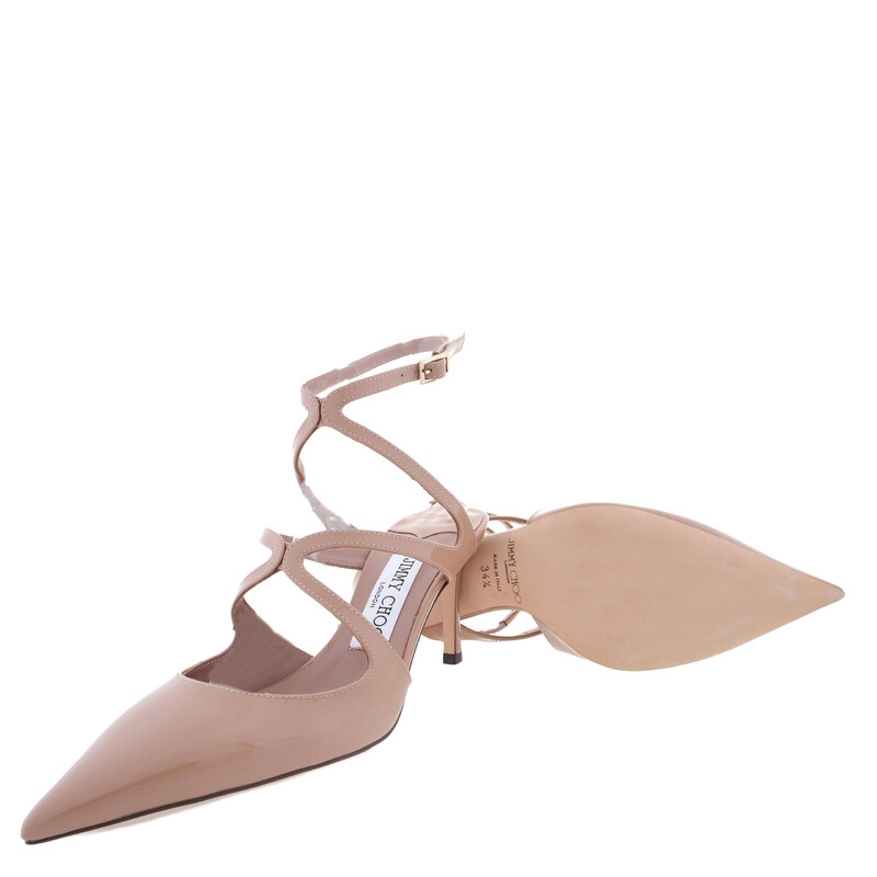 Jimmy Choo Azia Patent Leather Slingback Pumps, Brand Size 34.5