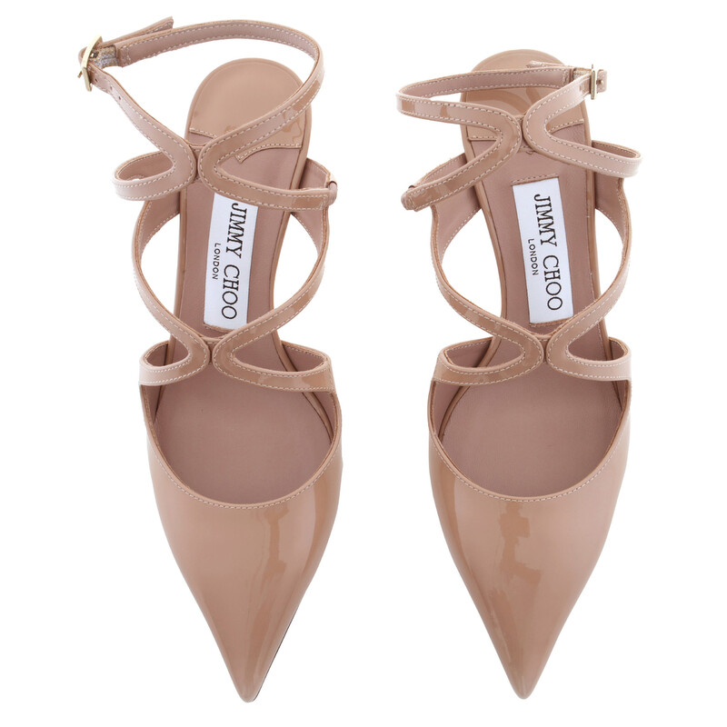 Jimmy Choo Azia Patent Leather Slingback Pumps, Brand Size 34.5