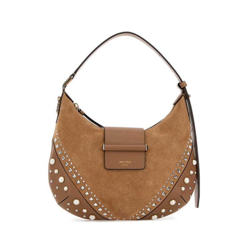 Jimmy Choo Biscuit Suede Bar Shoulder Bag BARHOBOSFRUTOIVSHGO
