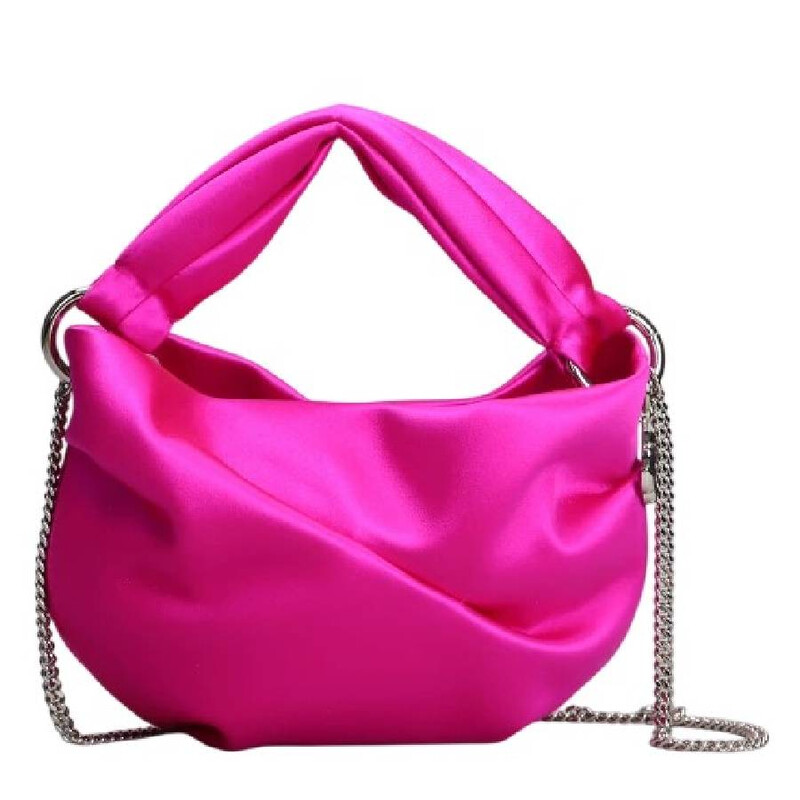 Jimmy Choo Bonny Pink Satin Top Handle Bag 221BONNY SAT FUCHSIA