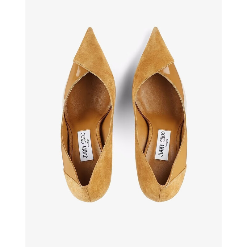 Jimmy Choo Cass 75 Suede and Patent Pumps, Brand Size 34.5 ( US