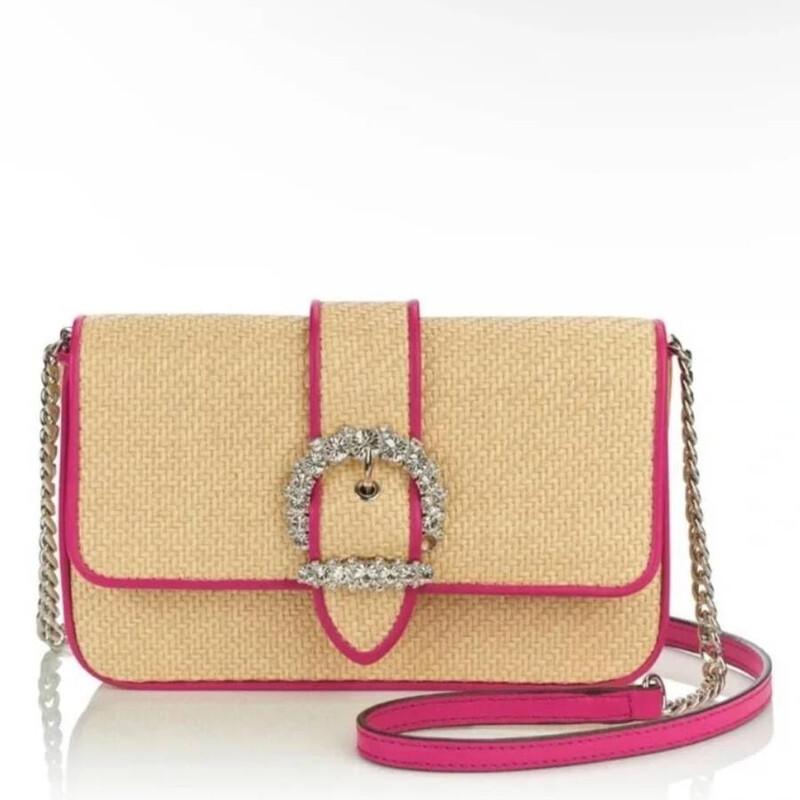 ☆新品☆JIMMY CHOOショルダー Raffia Crystal Cheri Jimmy Choo Cheri Raffia and Leather Crossbody 239CHERI CROSSBODY