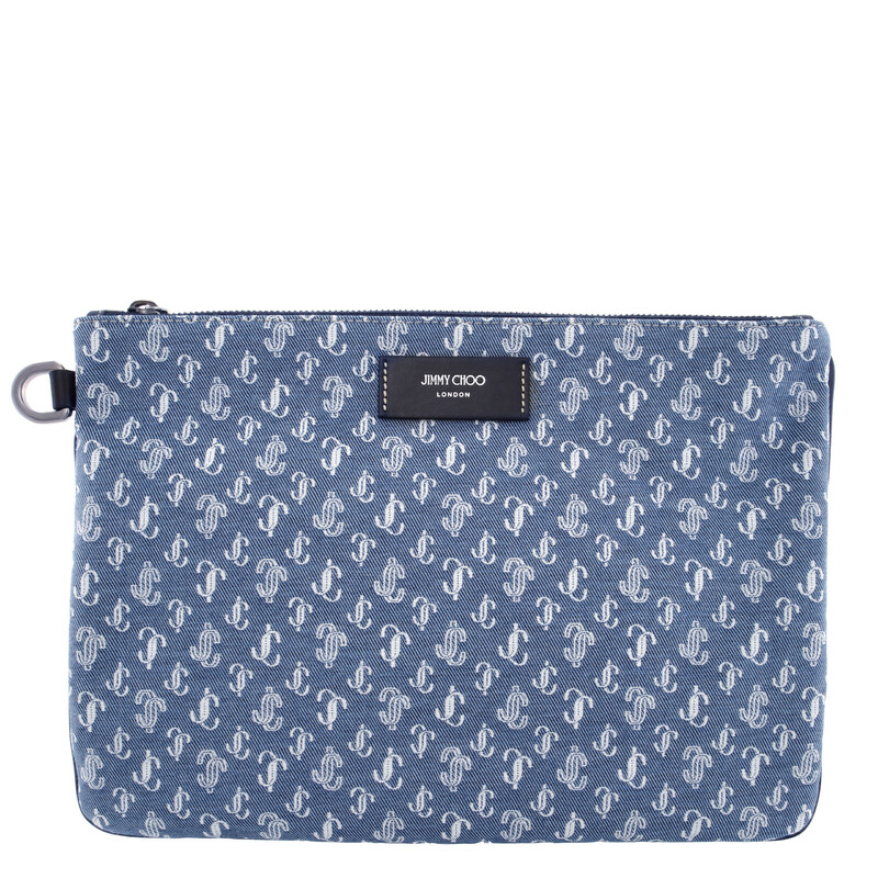 Jimmy Choo Derek-N JC Monogram Denim Clutch 231DEREK-N AHK DENIM