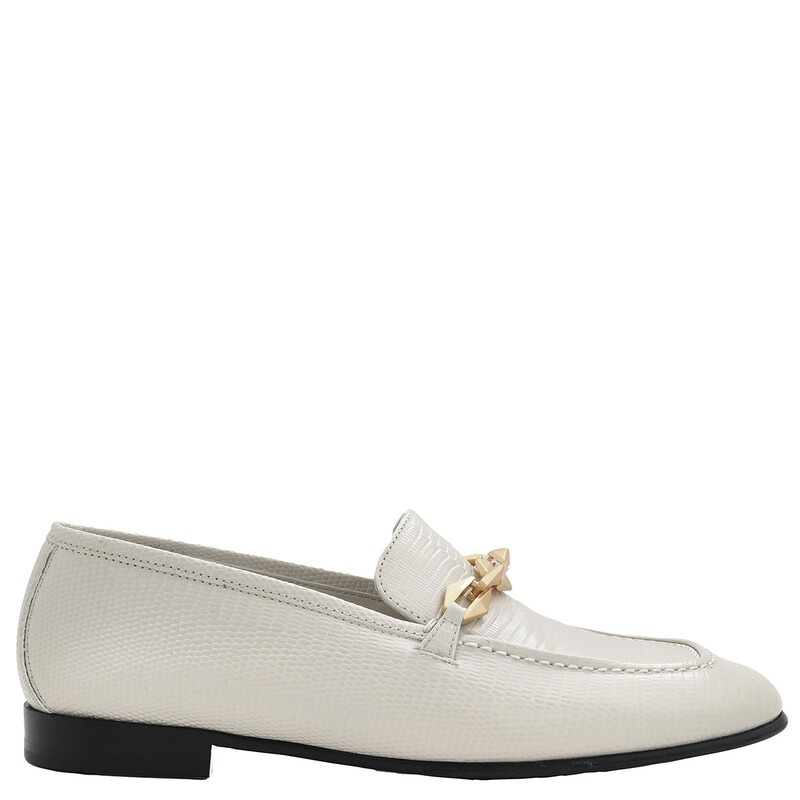 Jimmy Choo Diamond Tilda Embossed Chain Loafers, Brand Size 35