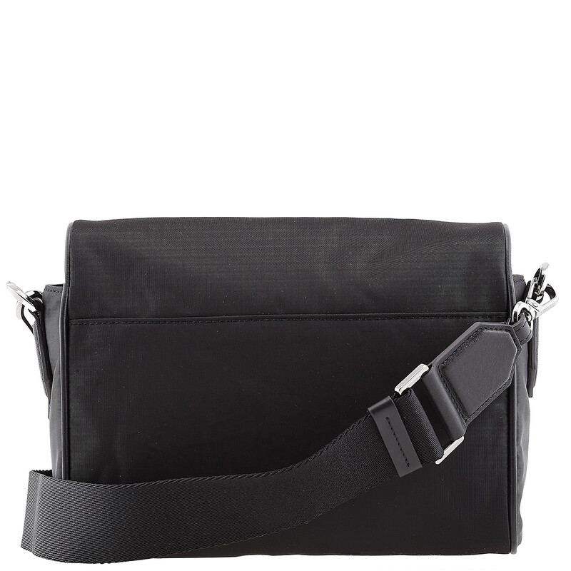 Jimmy Choo Eli Logo Print Nylon Crossbody J000169216-BLACK/LATTE