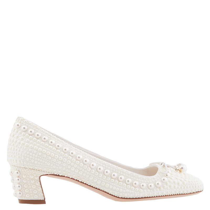 Jimmy Choo Elme 45 Pearl Embellished Pumps, Brand Size 35 ( US