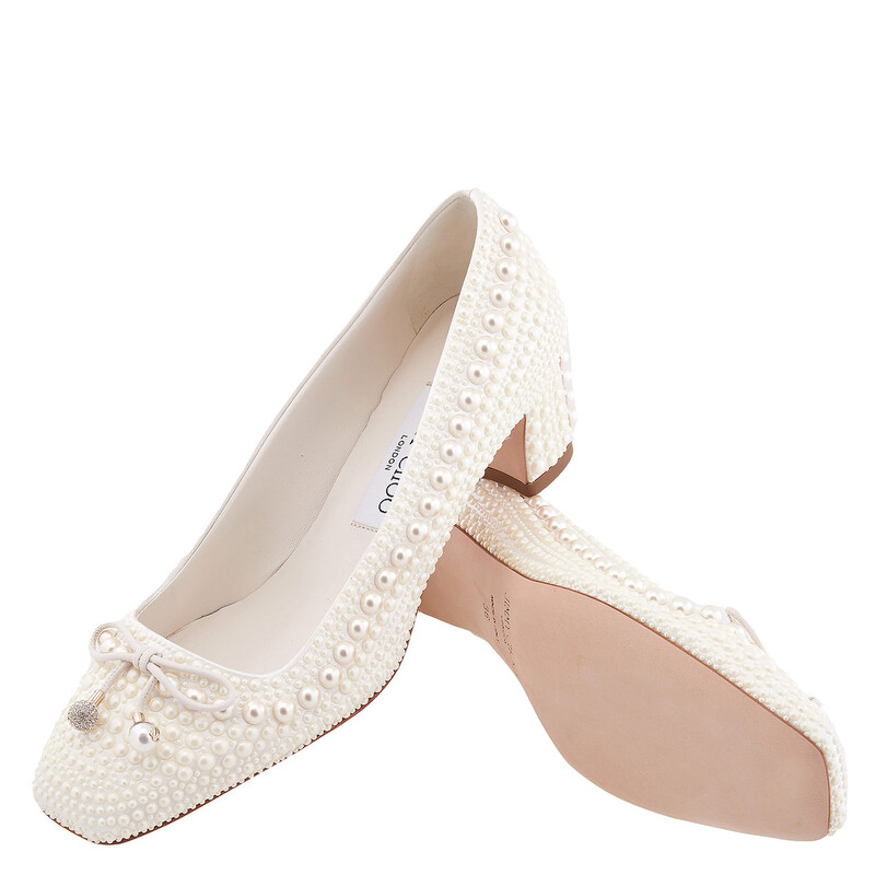 Jimmy Choo Elme 45 Pearl Embellished Pumps, Brand Size 35 ( US