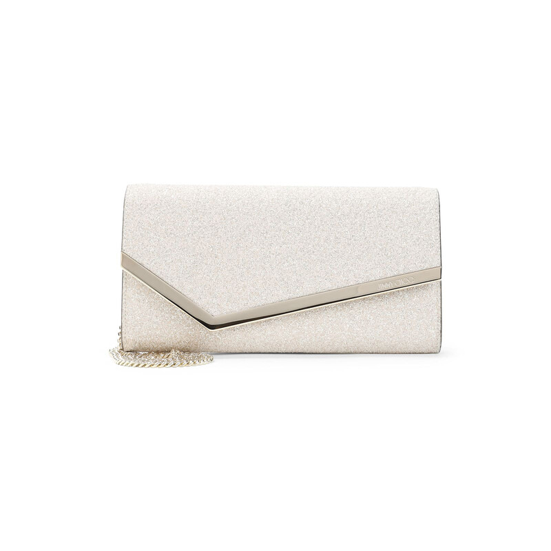 Jimmy Choo Emmie Glitter Clutch EMMIE.GQI LIGHT SOFT GOLD - Handbags ...