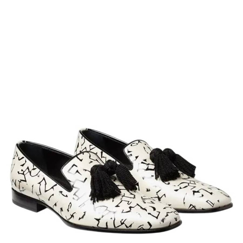 Jimmy Choo Eric Haze Foxley Artwork Printed Loafers, Brand Size 40