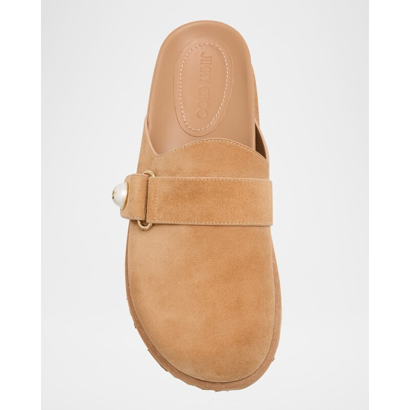 Jimmy Choo Fayence Suede Pearly Mules, Brand Size 36 ( US Size 6