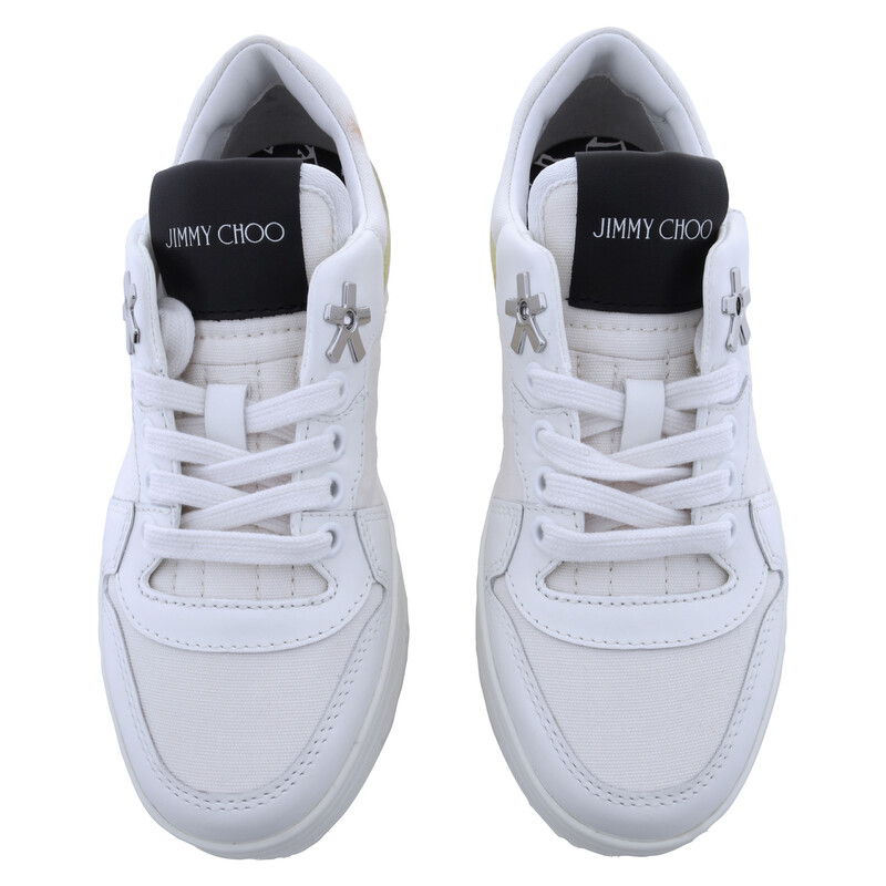 Jimmy Choo Florent/F Calf Canvas Low-Top Sneakers, Brand Size 34