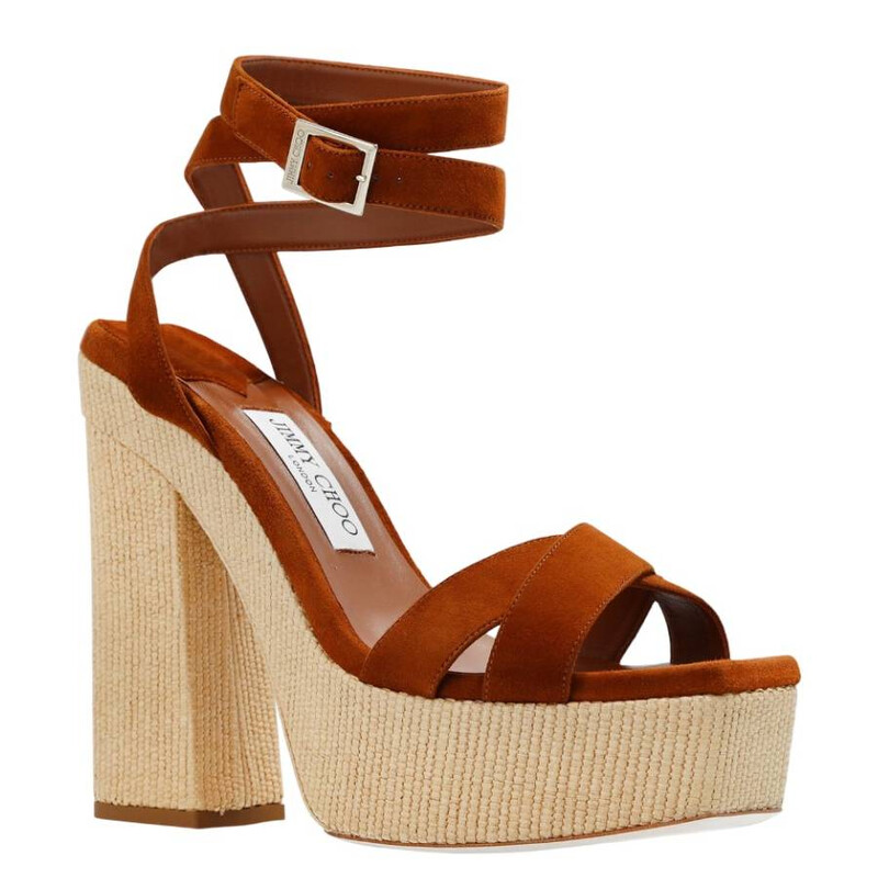Jimmy Choo Gaia 140 Raffia Platform Sandals, Brand Size 36.5 ( US