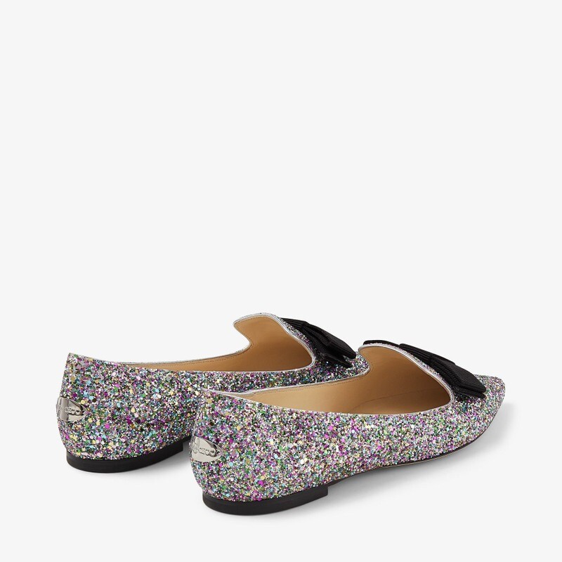 Jimmy Choo Gala Coarse Glitter Fabric Flats, Brand Size 34.5 ( US