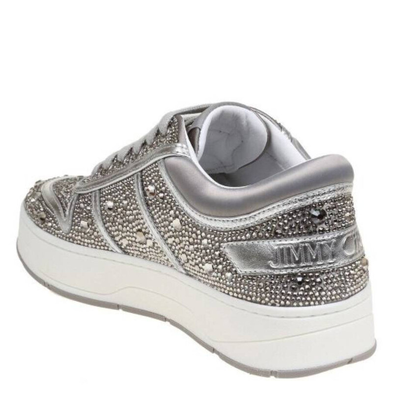 Jimmy Choo Hawaii Metallic Crystal Stud Sneakers, Brand Size 34.5
