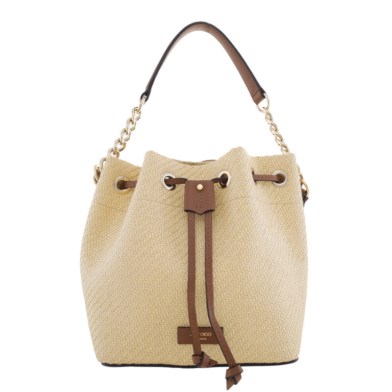 Jimmy Choo Juno/S Raffia Bucket Bag 239JUNO/S ORFL NATURAL/TAN