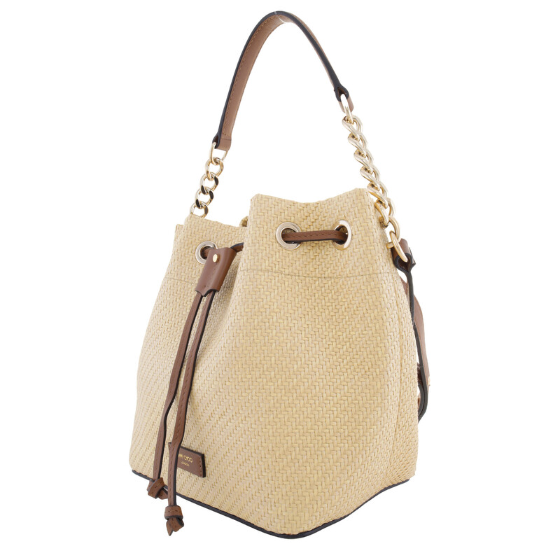 Jimmy Choo Juno/S Raffia Bucket Bag 239JUNO/S ORFL NATURAL/TAN