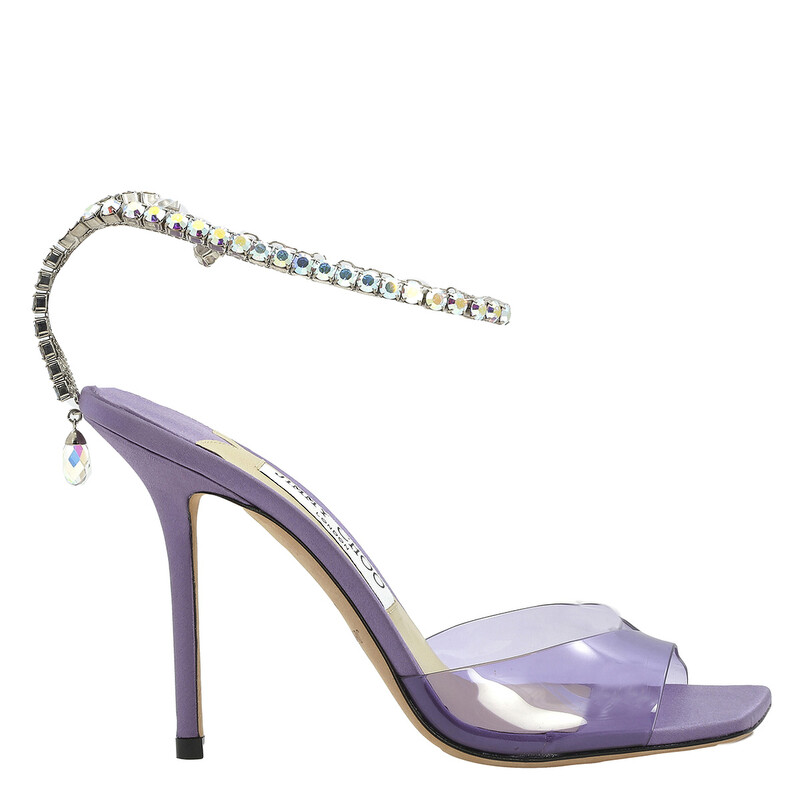 Jimmy Choo Saeda Crystal Embellished Sandals, Brand Size 35 ( US