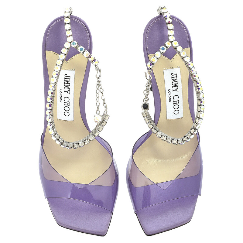 Jimmy Choo Saeda Crystal Embellished Sandals, Brand Size 35 ( US