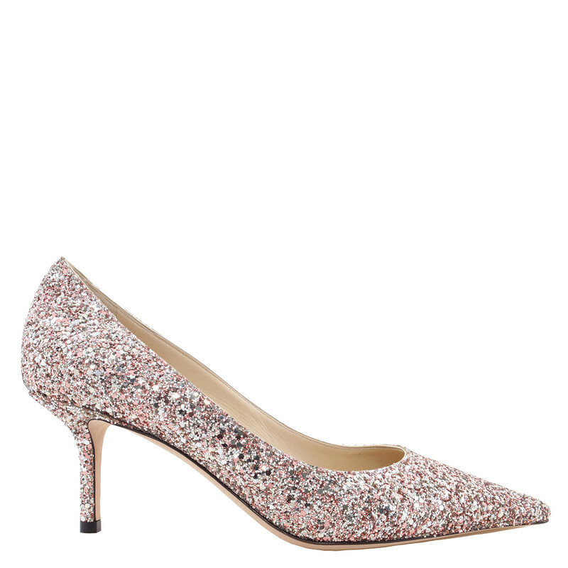 Jimmy Choo Love 65 Rose Coarse Glitter Fabric Pumps, Brand Size 37