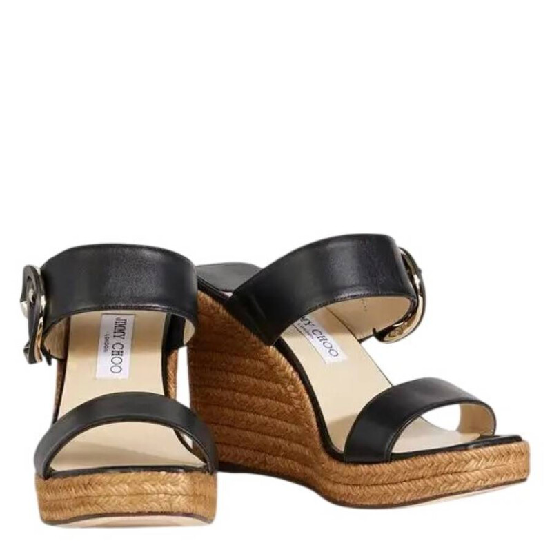 Jimmy Choo Melian 110 Leather Wedge Sandals, Brand Size 35 ( US