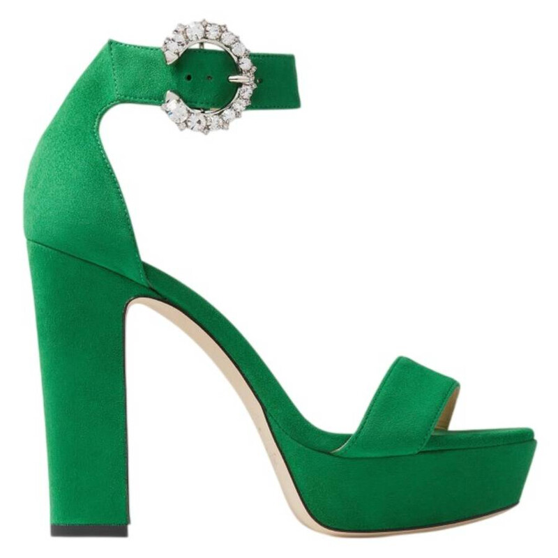 Jimmy Choo Mionne 120 Suede Platform Sandals, Brand Size 37.5 ( US