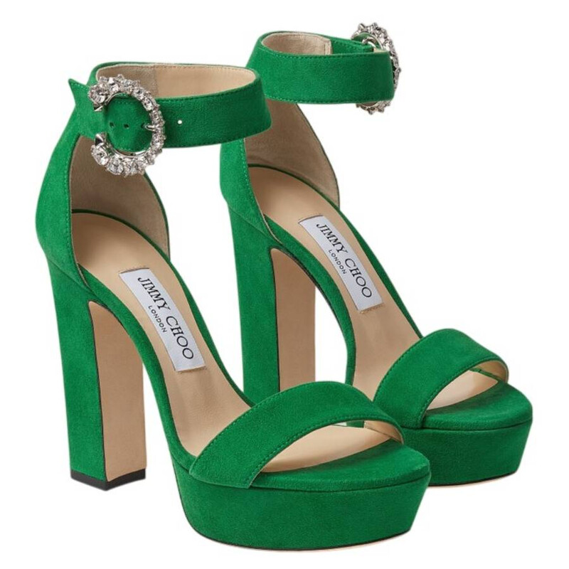 Jimmy Choo Mionne 120 Suede Platform Sandals, Brand Size 37.5 ( US