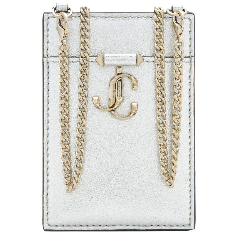 Jimmy Choo Nappa Leather ID Holder With Chain J000169003-SILVER